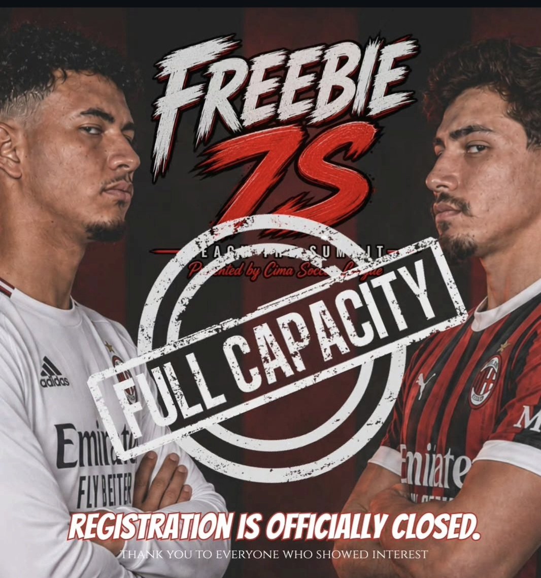 Freebie 7s — Full Capacity. Registration is officially closed. Thank you to everyone who showed interest.